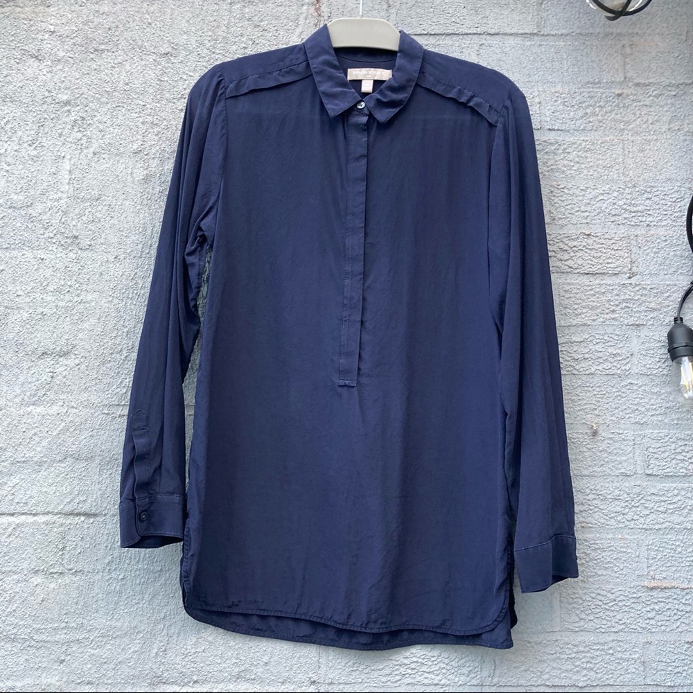 Banana Republic Navy Silk Top, Medium